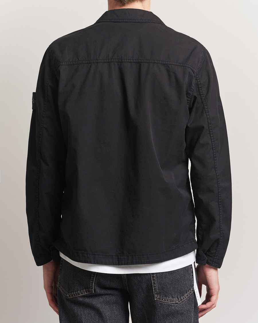 Heren | Overhemden | Stone Island | Garment Dyed Supima Cotton Zip Overshirt Black