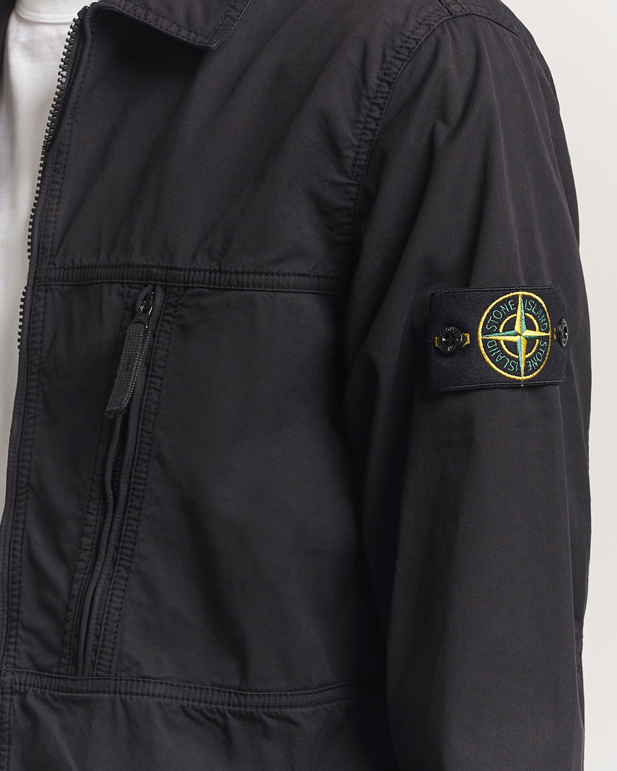 Heren | Overhemden | Stone Island | Garment Dyed Supima Cotton Zip Overshirt Black