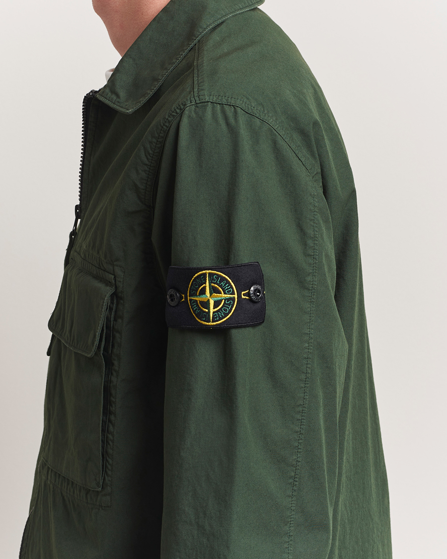 Heren | Overhemden | Stone Island | Garment Dyed Organic Cotton Zip Overshirt Green