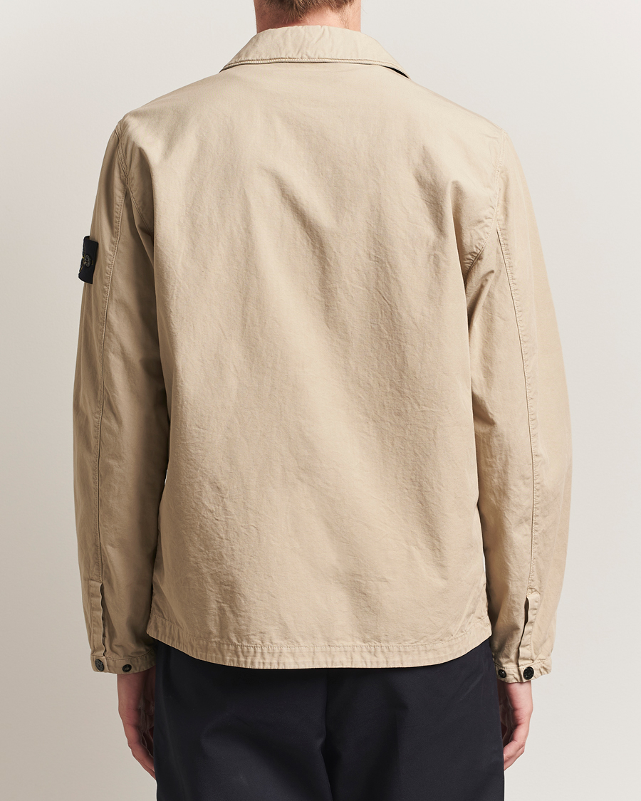 Heren | Overhemden | Stone Island | Garment Dyed Organic Cotton Zip Overshirt Beige
