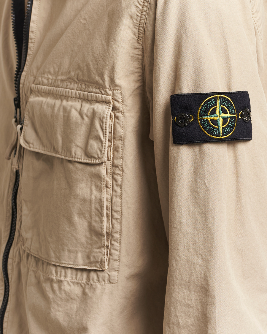 Heren | Overhemden | Stone Island | Garment Dyed Organic Cotton Zip Overshirt Beige