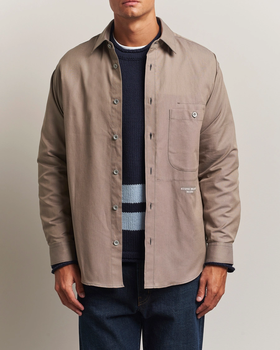 Heren | Overhemden | Stone Island | Marina Organic Oxford Cotton Shirt Tobacco