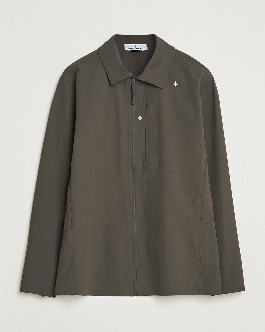 Heren | Overhemden | Stone Island | Stellina Textured Nylon Stretch Overshirt Lead Grey