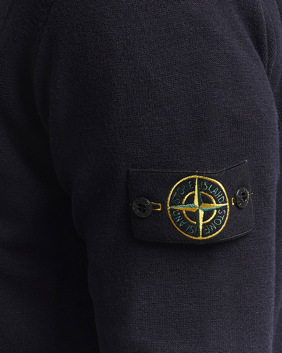 Heren | Truien | Stone Island | Stretch Wool Knitted Half Button Jumper Navy