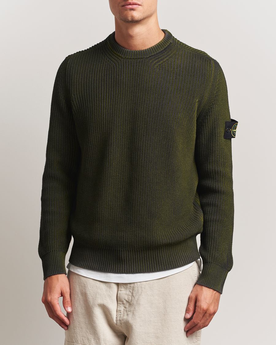 Heren | Truien | Stone Island | Popcorn Stitch Spray Coloured Cotton Crewneck Green