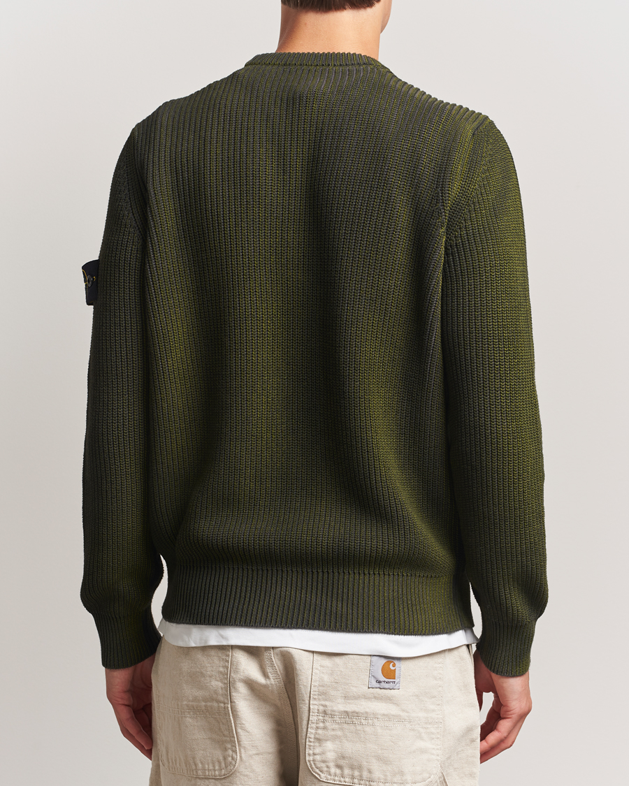 Heren | Truien | Stone Island | Popcorn Stitch Spray Coloured Cotton Crewneck Green