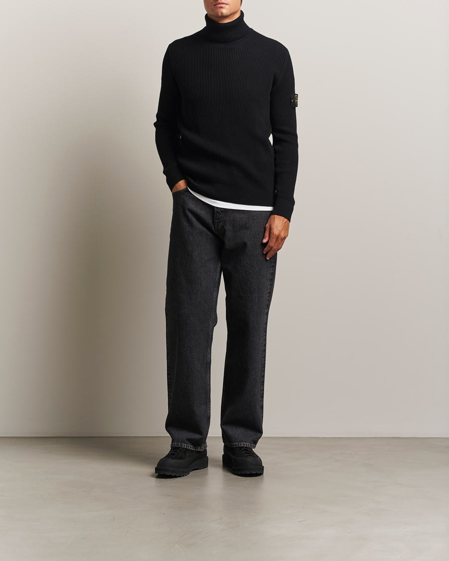 Heren | Truien | Stone Island | Full Rib Wool Turtleneck Black