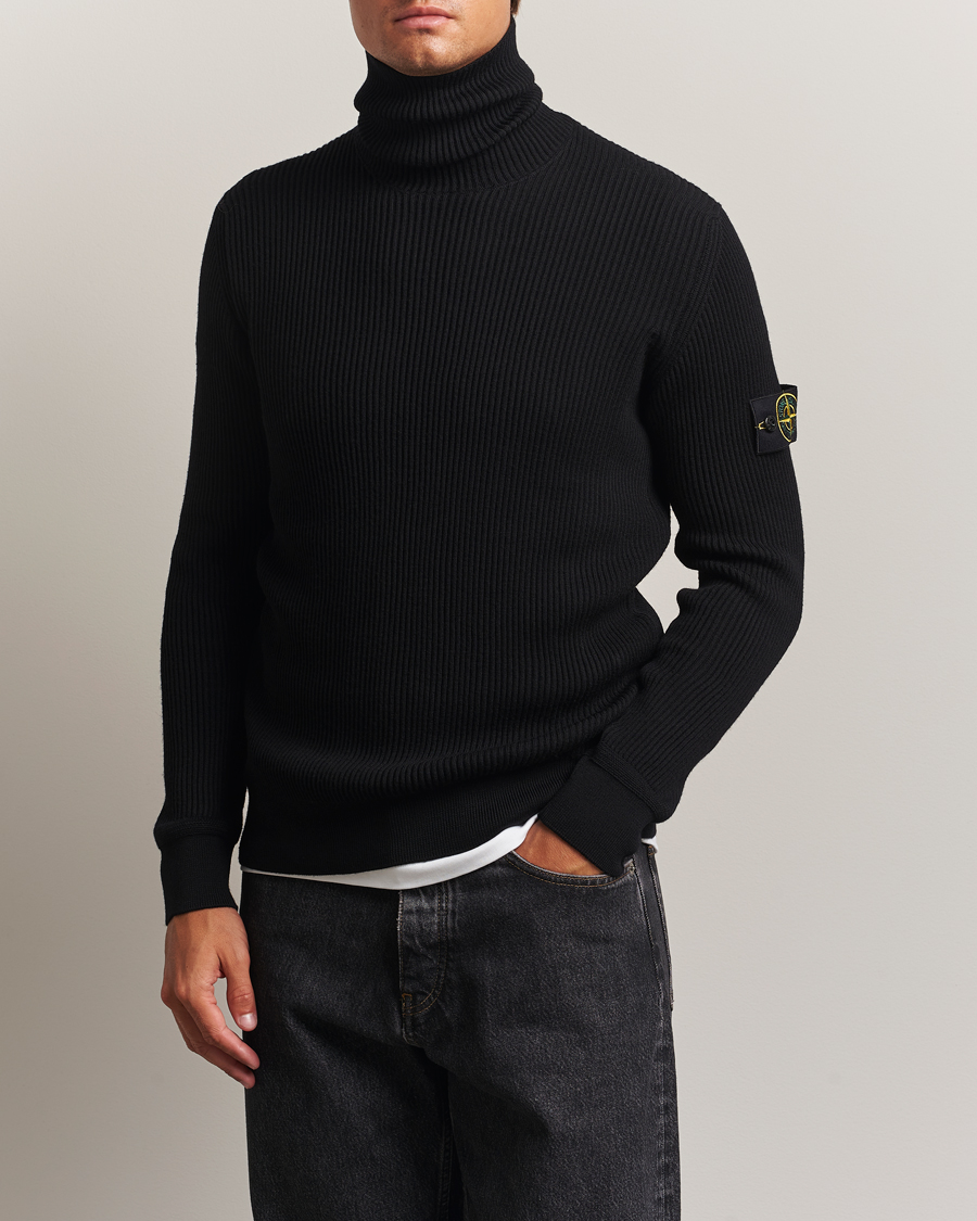 Heren | Truien | Stone Island | Full Rib Wool Turtleneck Black