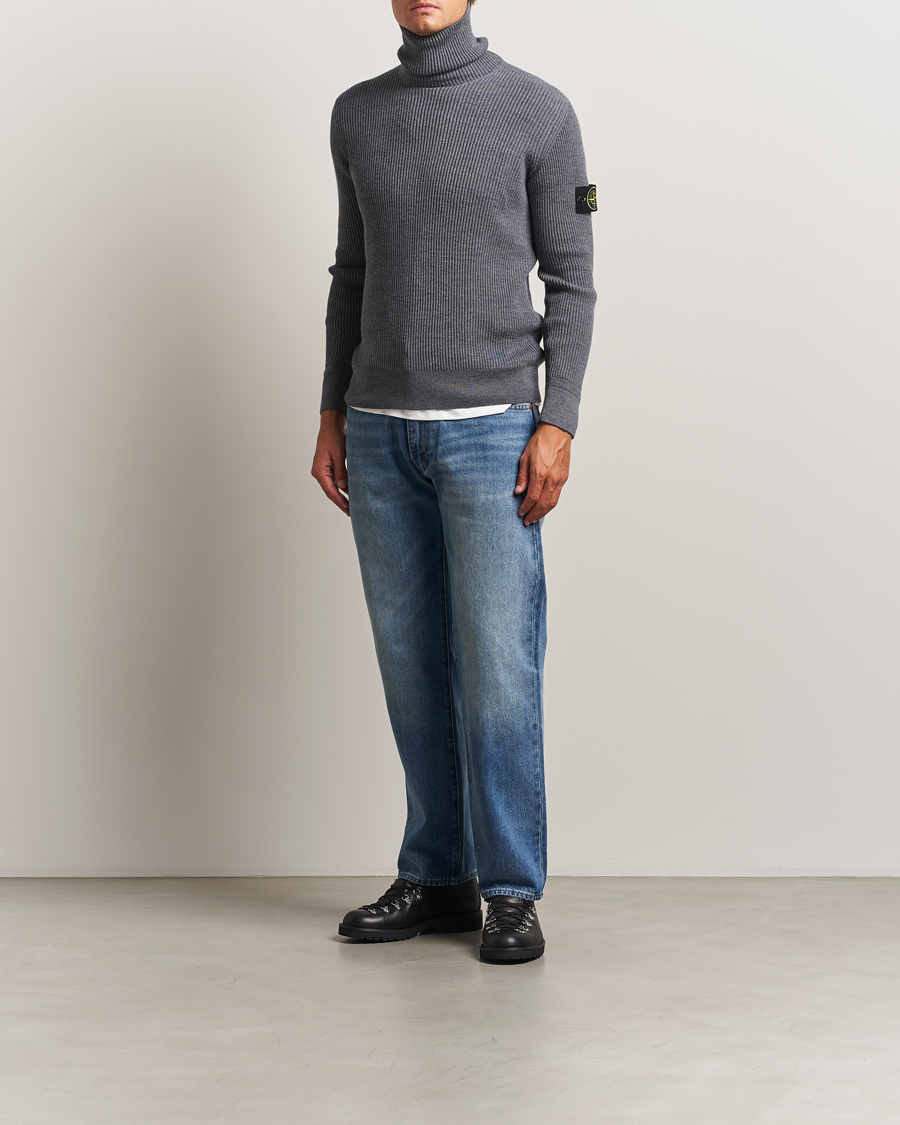 Heren | Truien | Stone Island | Full Rib Wool Turtleneck Dark Grey