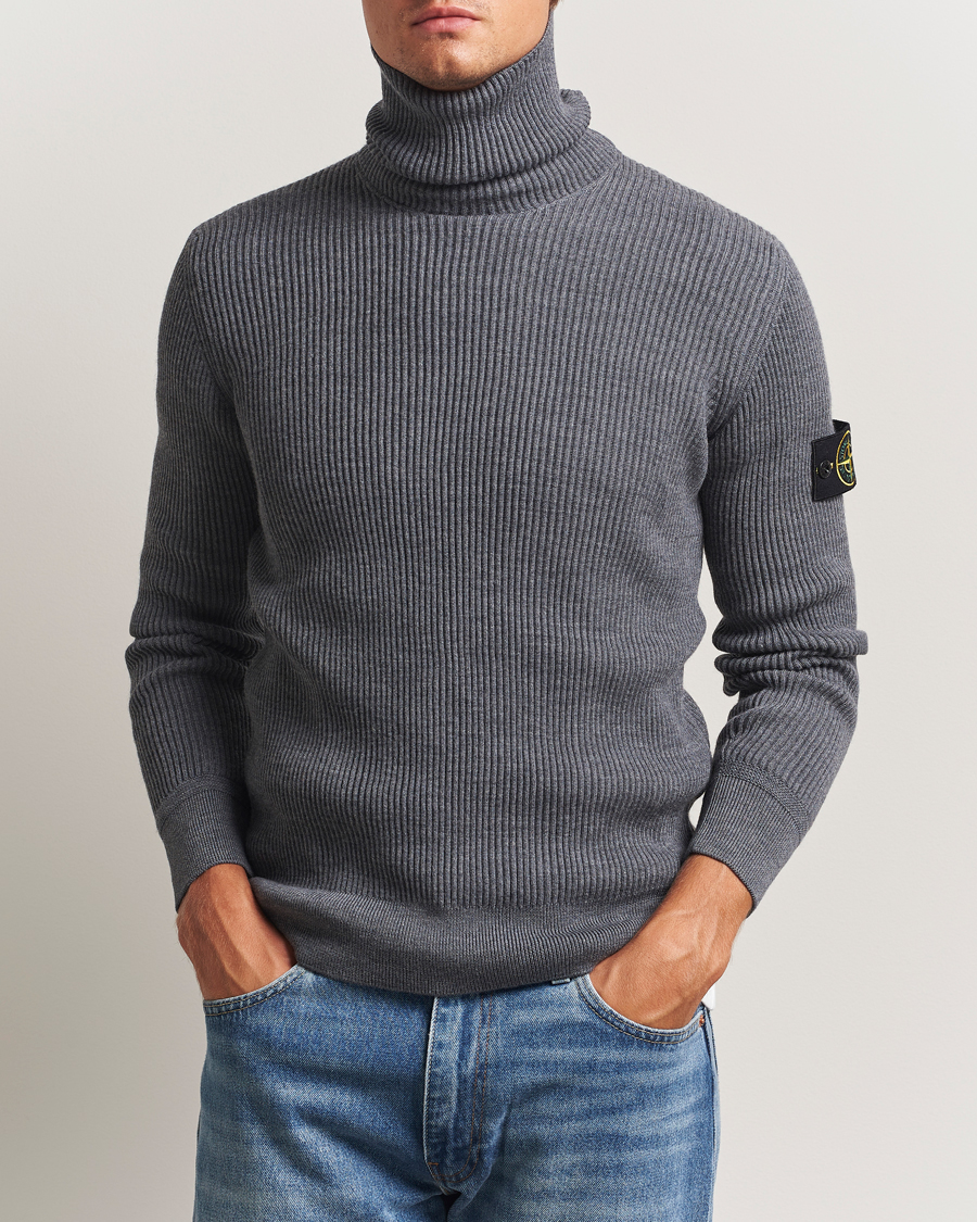 Heren | Truien | Stone Island | Full Rib Wool Turtleneck Dark Grey