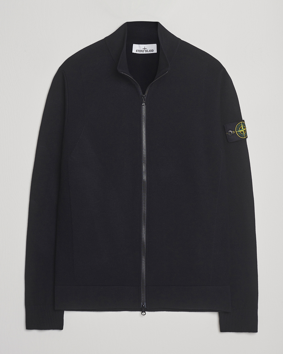 Heren | Truien | Stone Island | Stretch Wool Zip Cardigan Black