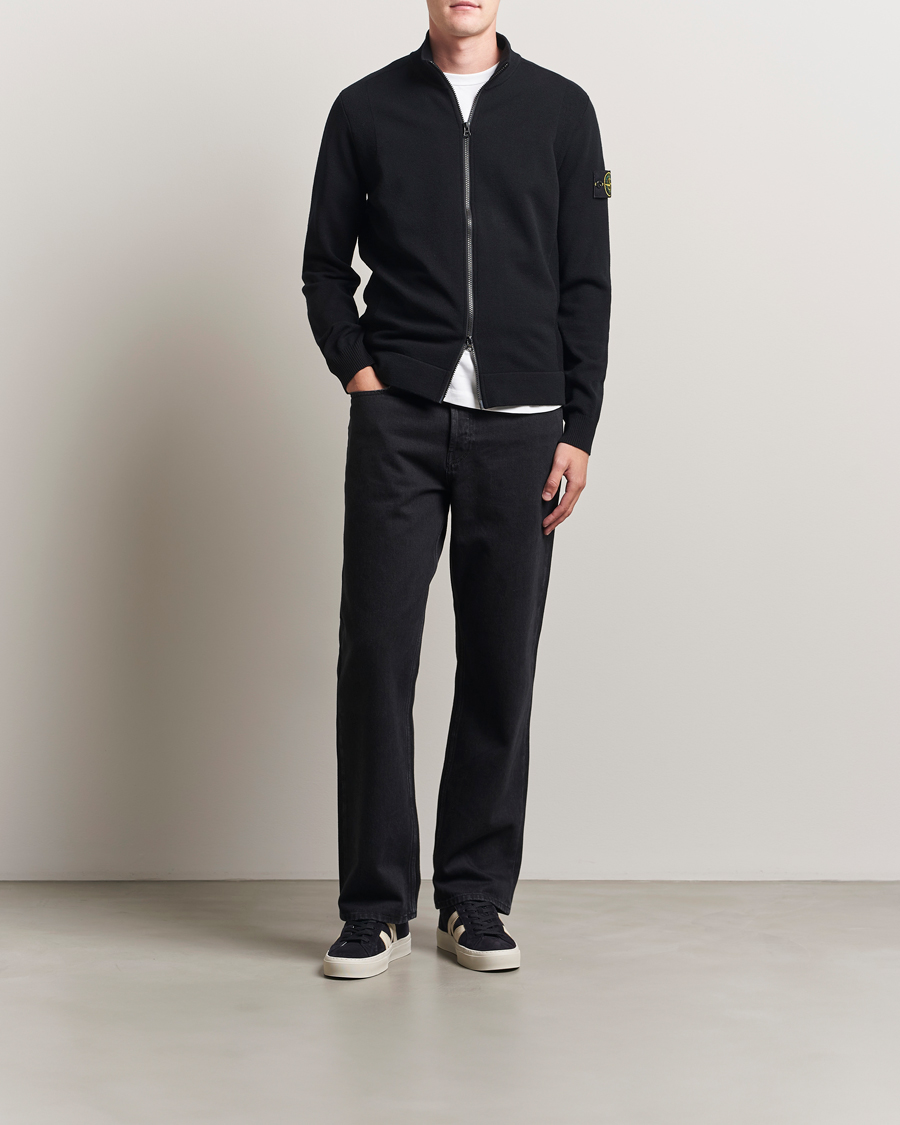 Heren | Truien | Stone Island | Stretch Wool Zip Cardigan Black