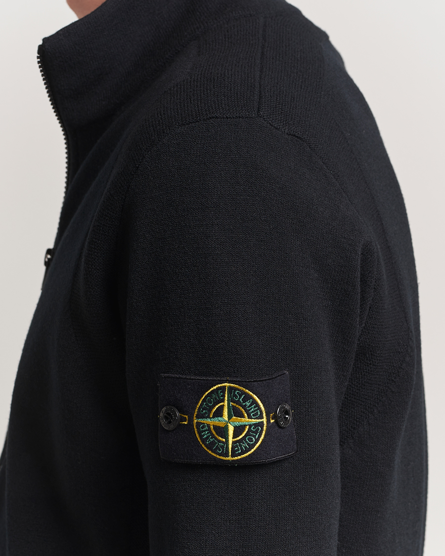 Heren | Truien | Stone Island | Stretch Wool Zip Cardigan Black