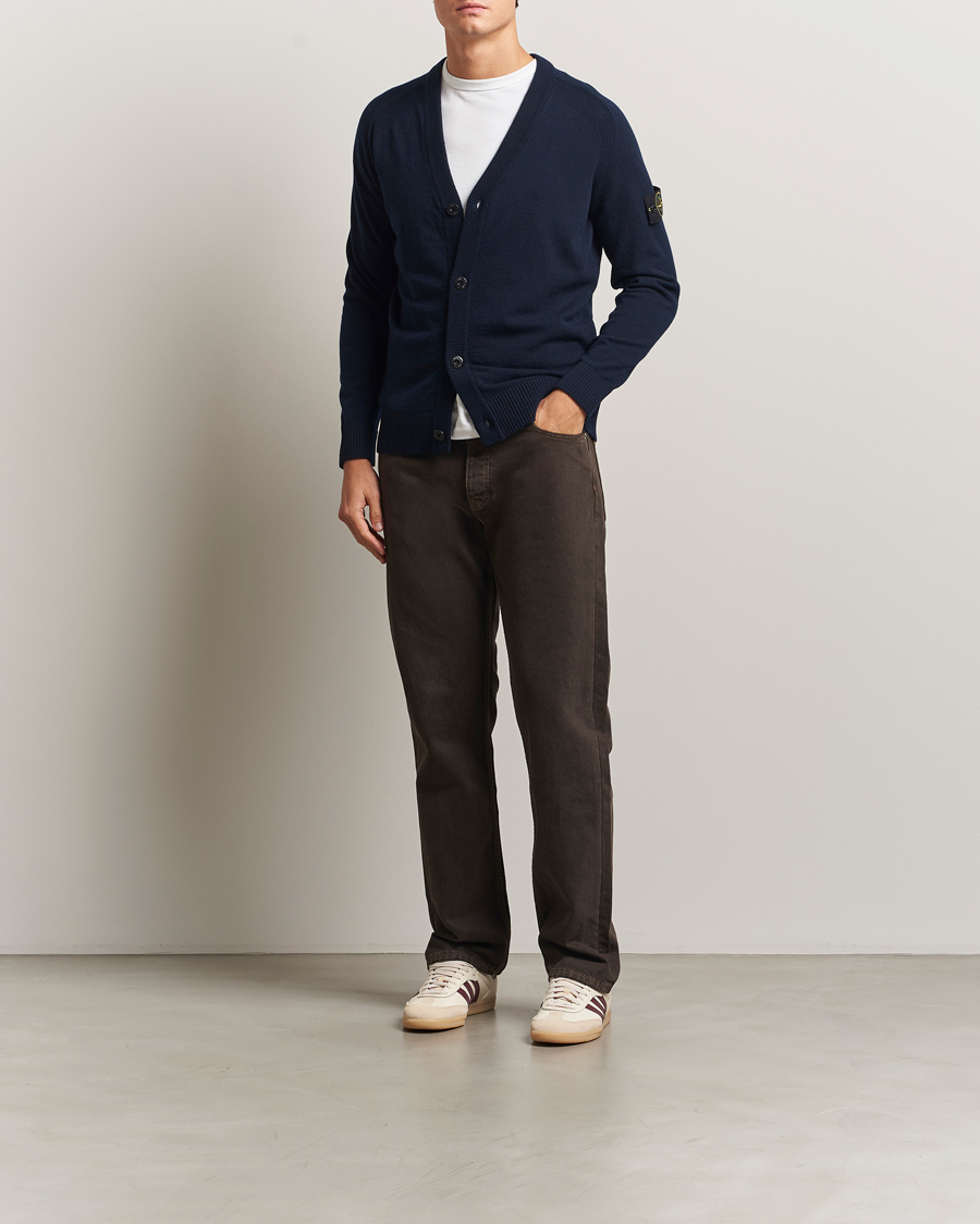 Heren | Truien | Stone Island | Knitted Geelong Wool Cardigan Navy