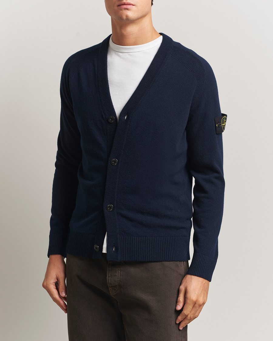 Heren | Truien | Stone Island | Knitted Geelong Wool Cardigan Navy
