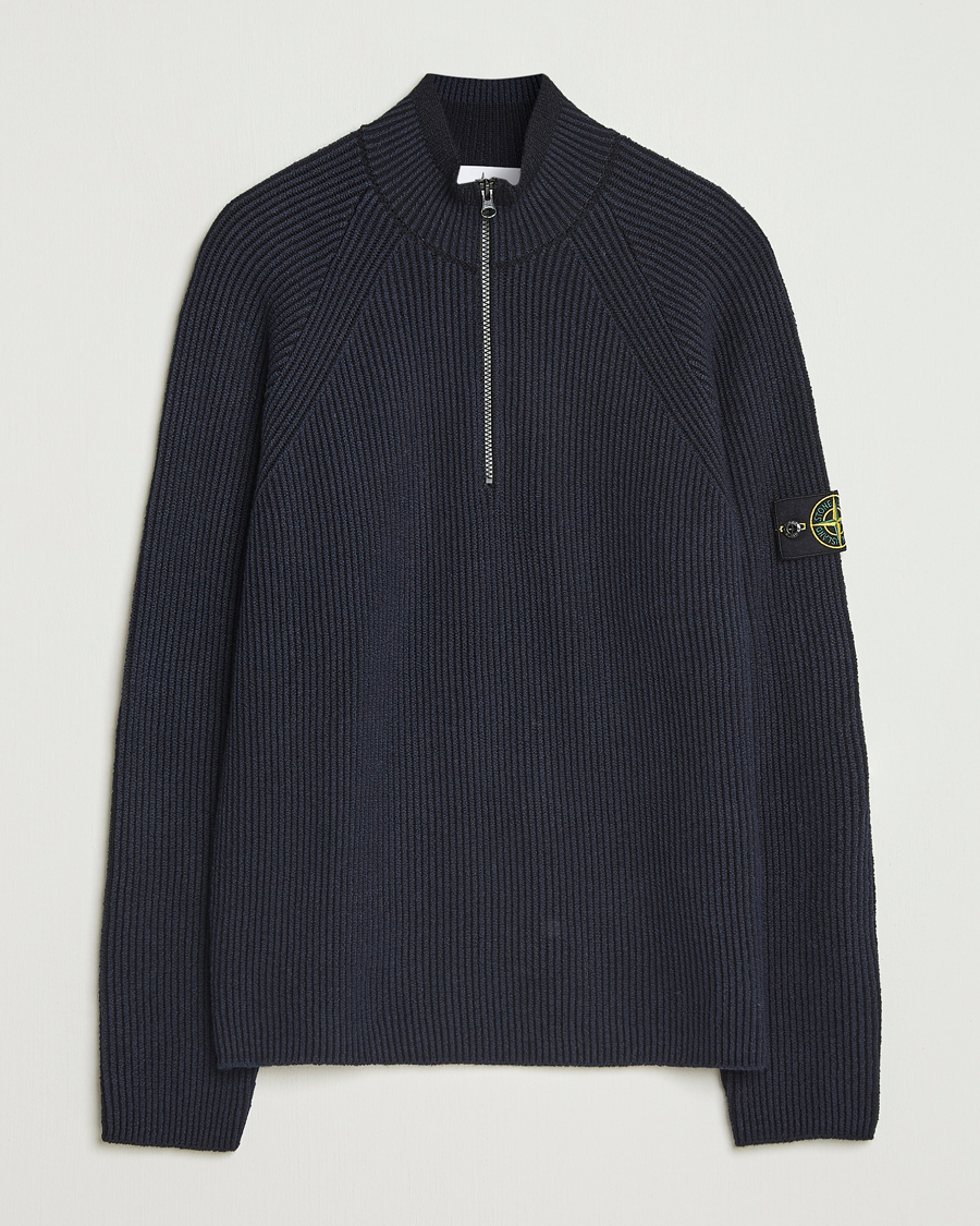 Heren | Truien | Stone Island | Vanisé Full Rib Wool Half-Zip Navy