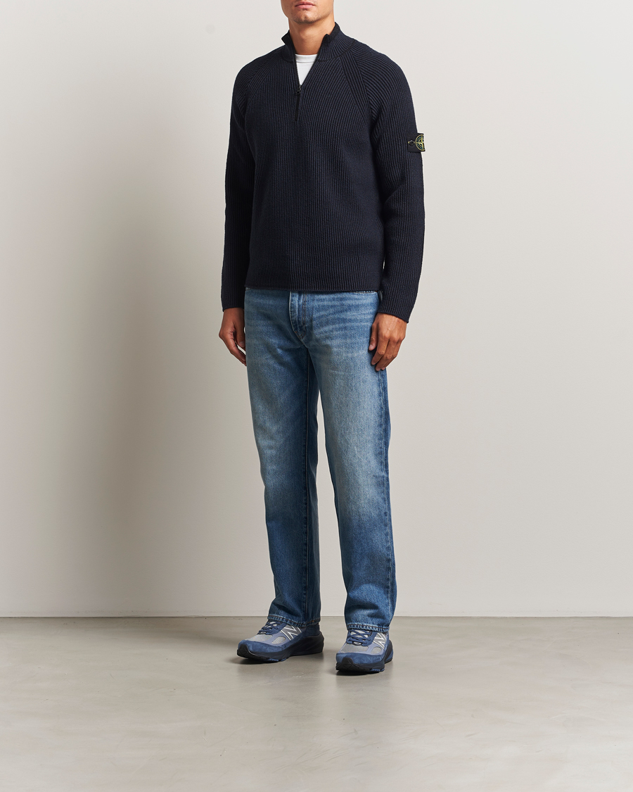 Heren | Truien | Stone Island | Vanisé Full Rib Wool Half-Zip Navy