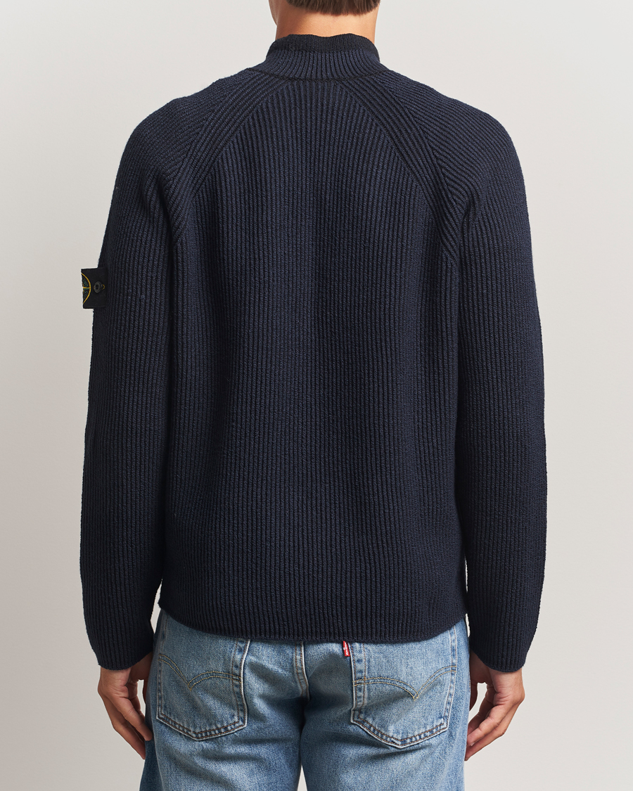 Heren | Truien | Stone Island | Vanisé Full Rib Wool Half-Zip Navy