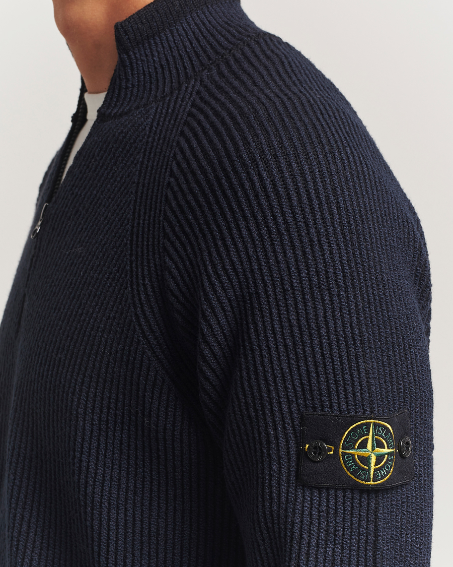 Heren | Truien | Stone Island | Vanisé Full Rib Wool Half-Zip Navy