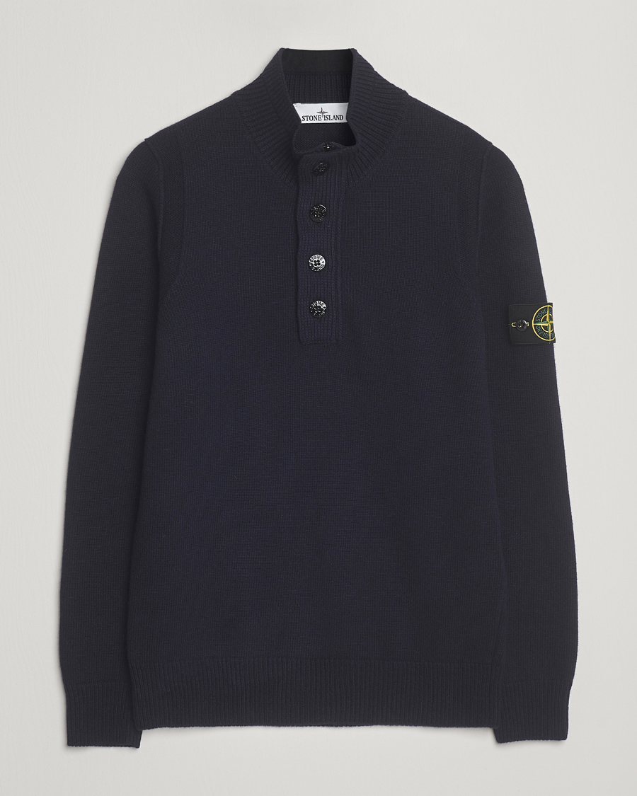 Heren | Truien | Stone Island | Knitted Lambswool Half Button Zip Navy