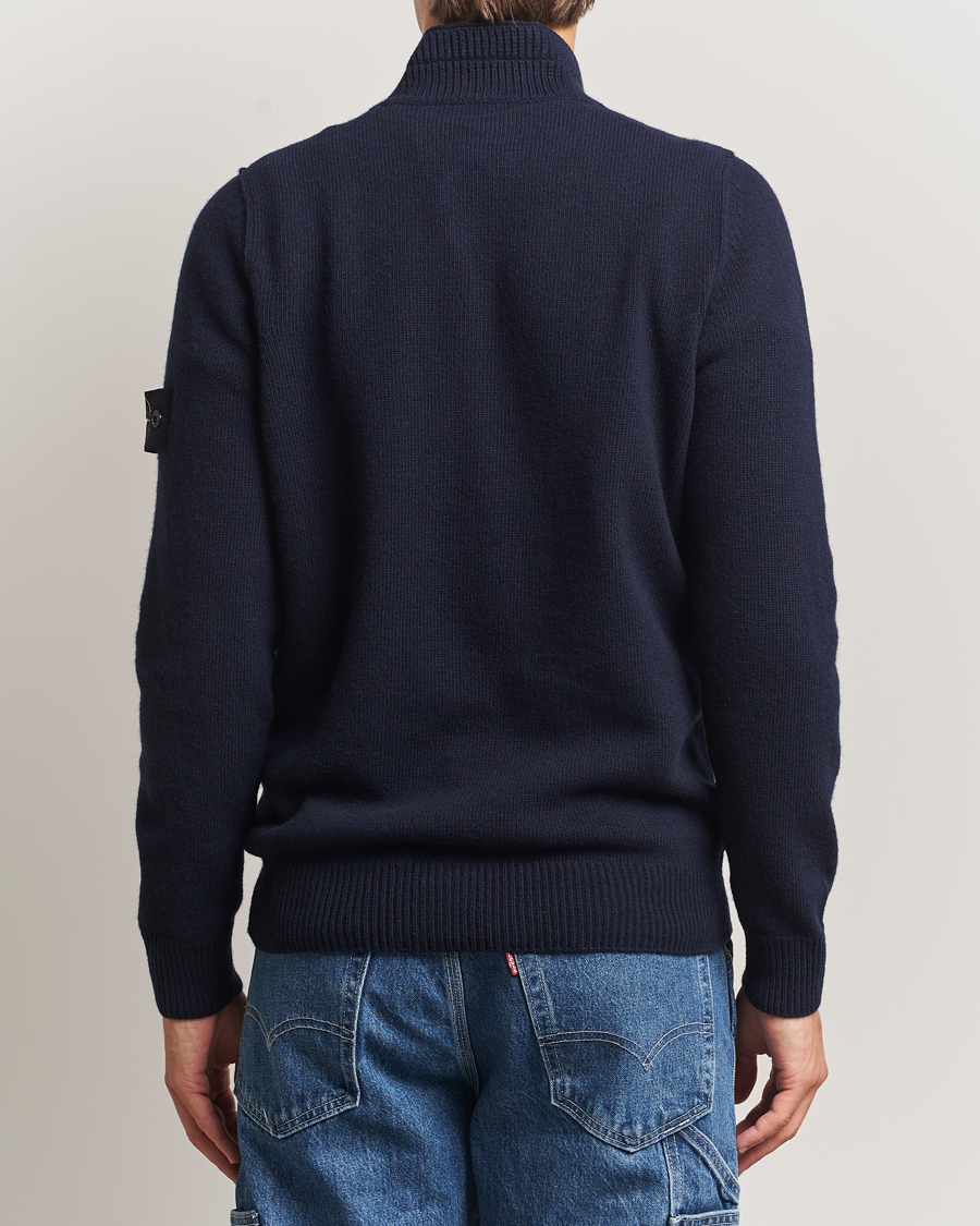 Heren | Truien | Stone Island | Knitted Lambswool Half Button Zip Navy