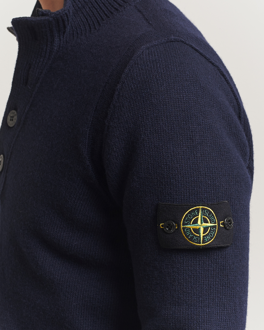 Heren | Truien | Stone Island | Knitted Lambswool Half Button Zip Navy