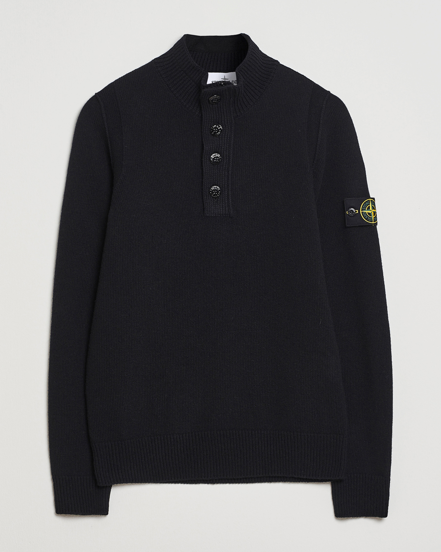 Heren | Truien | Stone Island | Knitted Lambswool Half Button Zip Black
