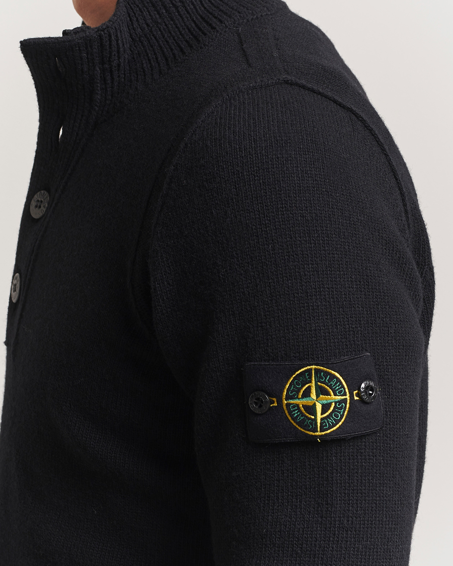 Heren | Truien | Stone Island | Knitted Lambswool Half Button Zip Black