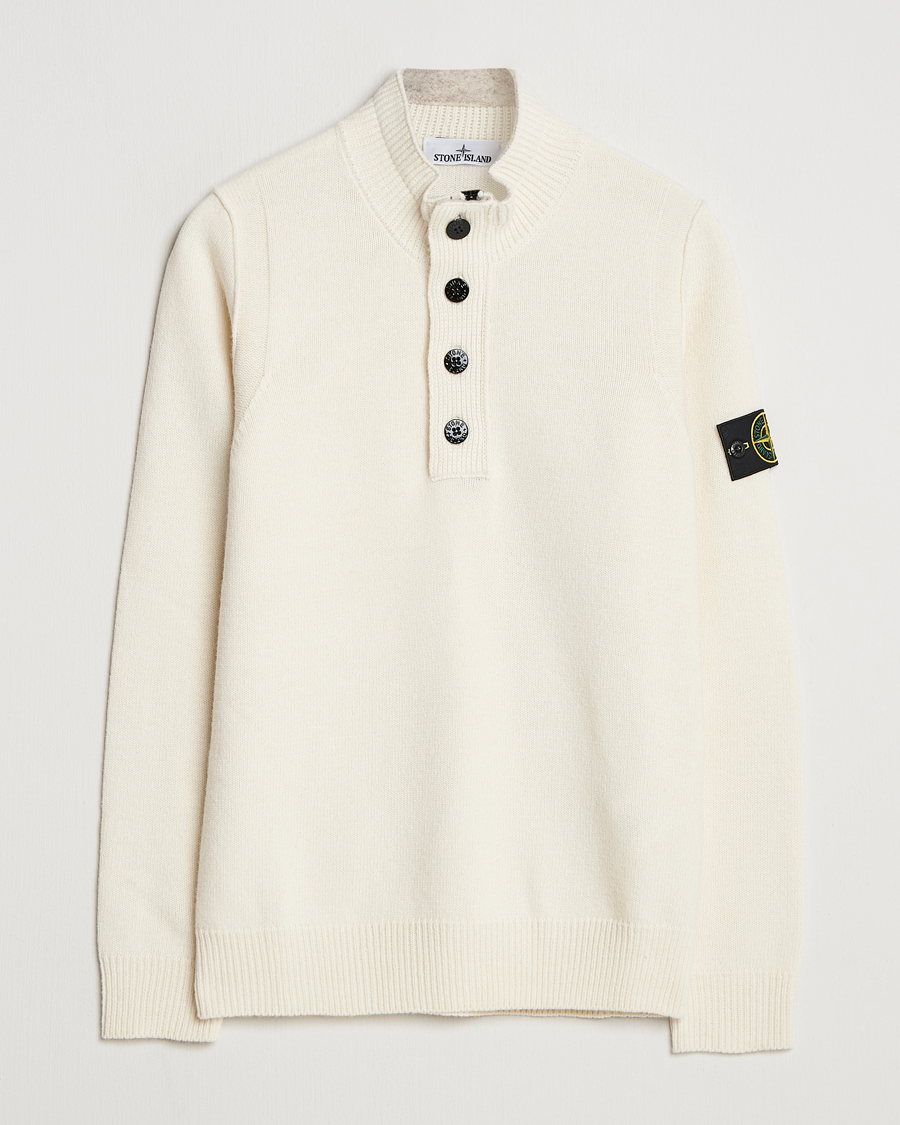 Heren | Truien | Stone Island | Knitted Lambswool Half Button Zip Ivory