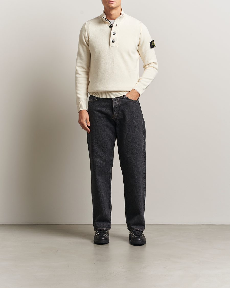 Heren | Truien | Stone Island | Knitted Lambswool Half Button Zip Ivory