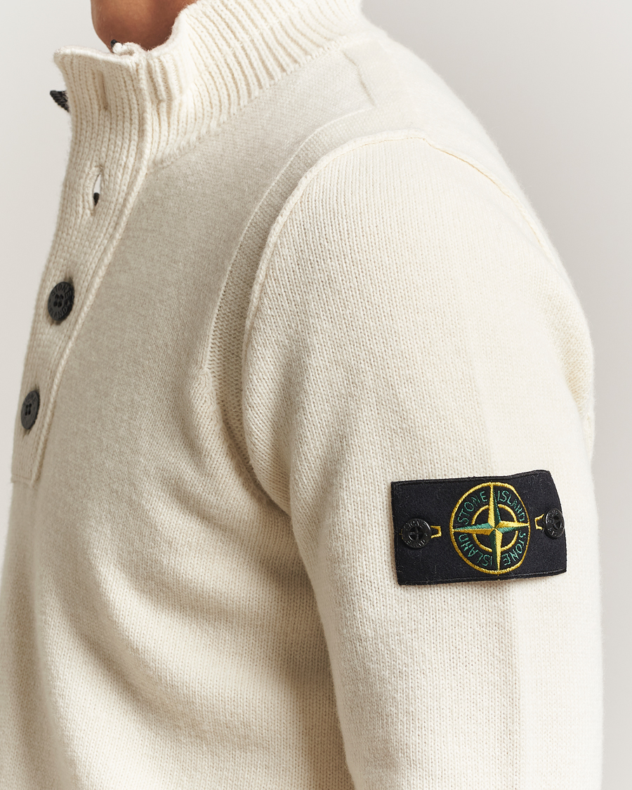 Heren | Truien | Stone Island | Knitted Lambswool Half Button Zip Ivory