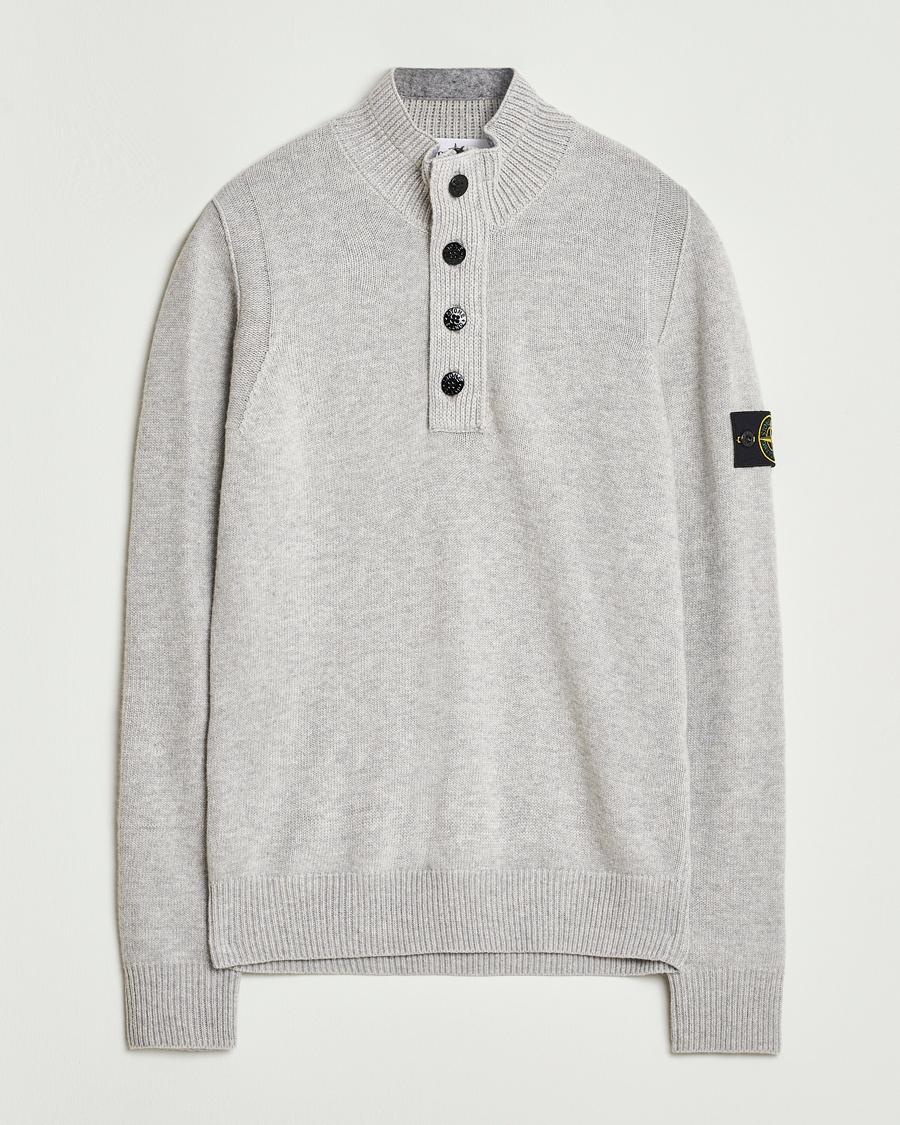 Heren | Truien | Stone Island | Knitted Lambswool Half Button Zip Grey Melange