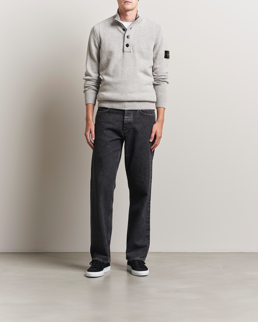 Heren | Truien | Stone Island | Knitted Lambswool Half Button Zip Grey Melange