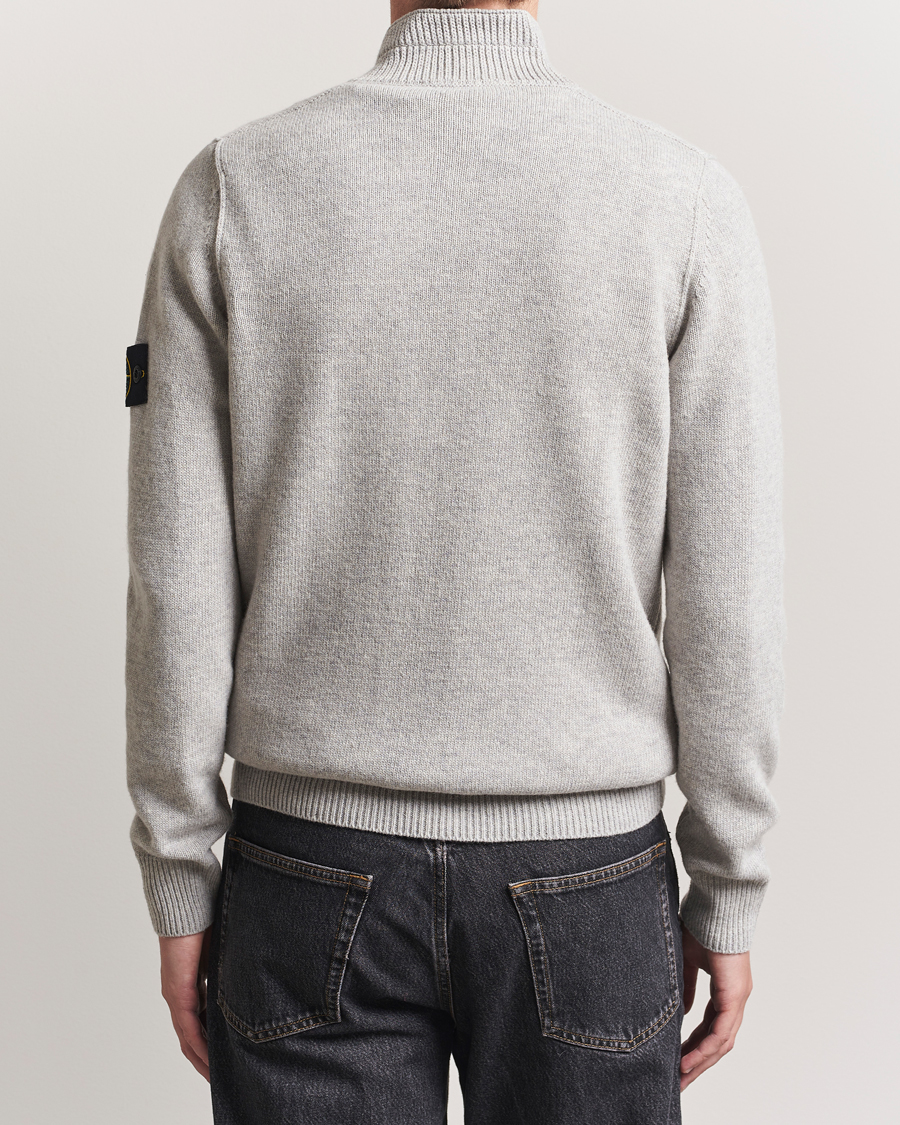 Heren | Truien | Stone Island | Knitted Lambswool Half Button Zip Grey Melange