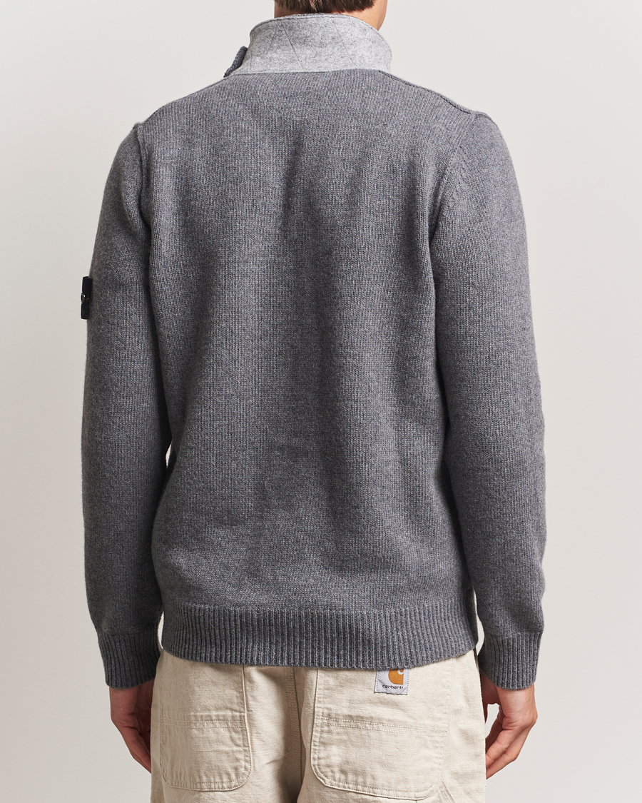 Heren | Truien | Stone Island | Knitted Lambswool Zip Cardigan Cement Melange