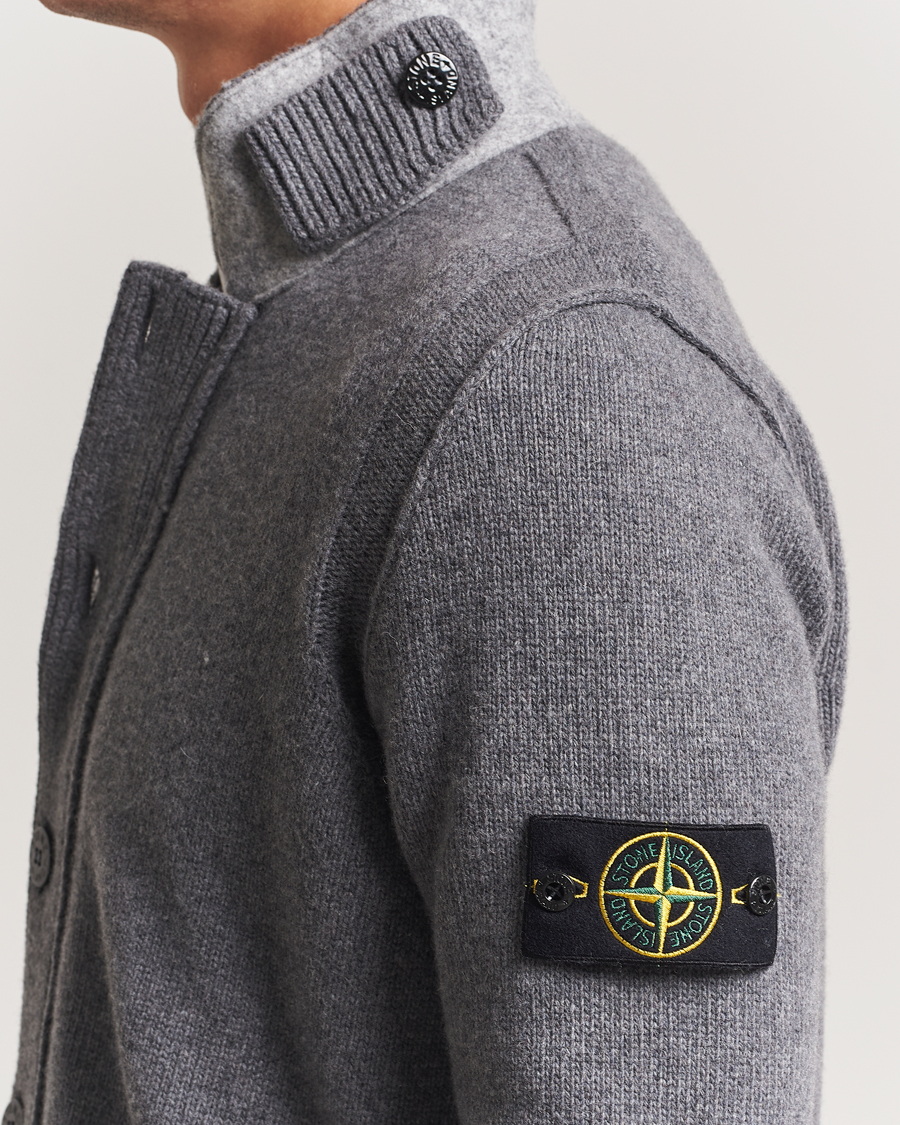 Heren | Truien | Stone Island | Knitted Lambswool Zip Cardigan Cement Melange