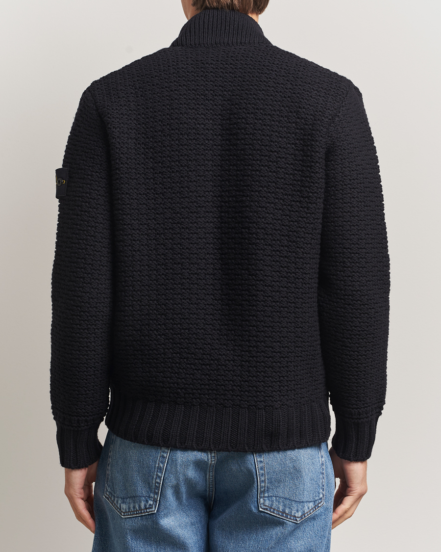 Heren | Truien | Stone Island | Mixed Stiches Wool Knitted Zip Cardigan Black