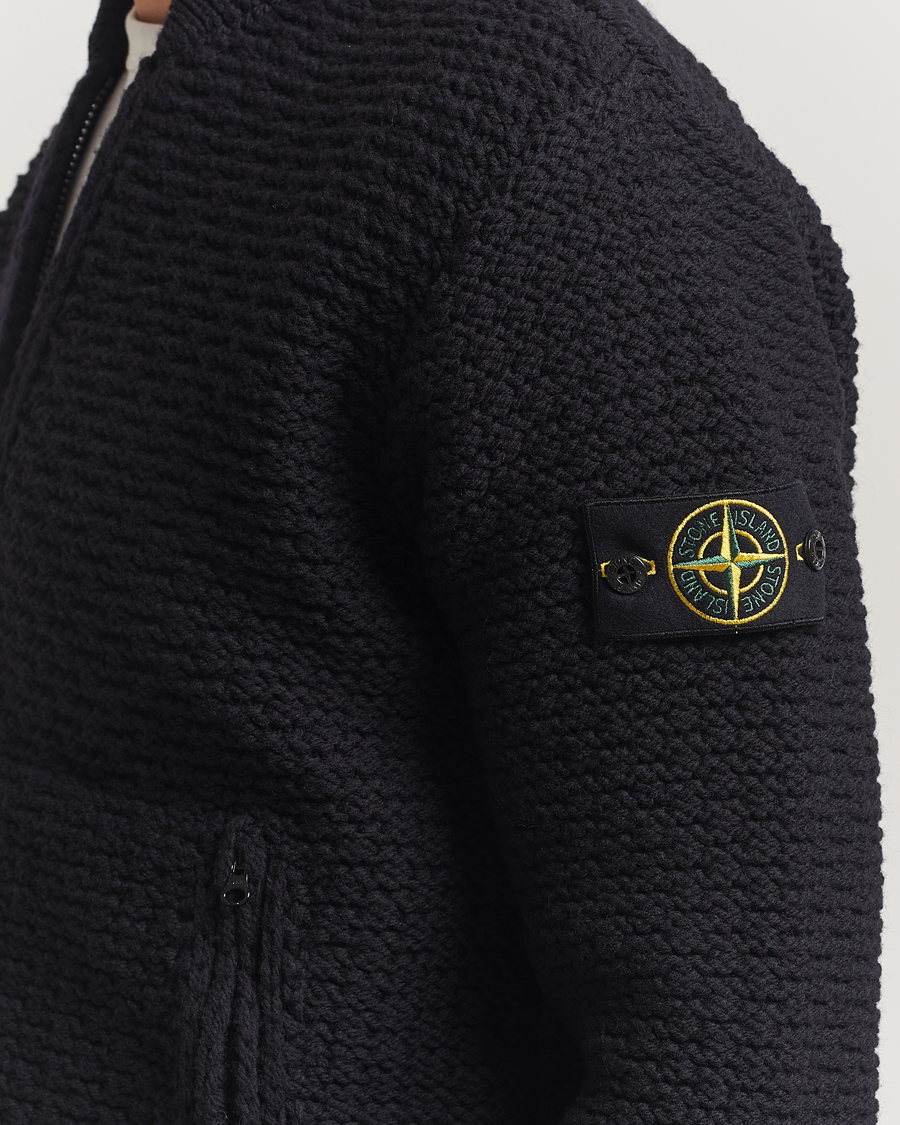 Heren | Truien | Stone Island | Mixed Stiches Wool Knitted Zip Cardigan Black