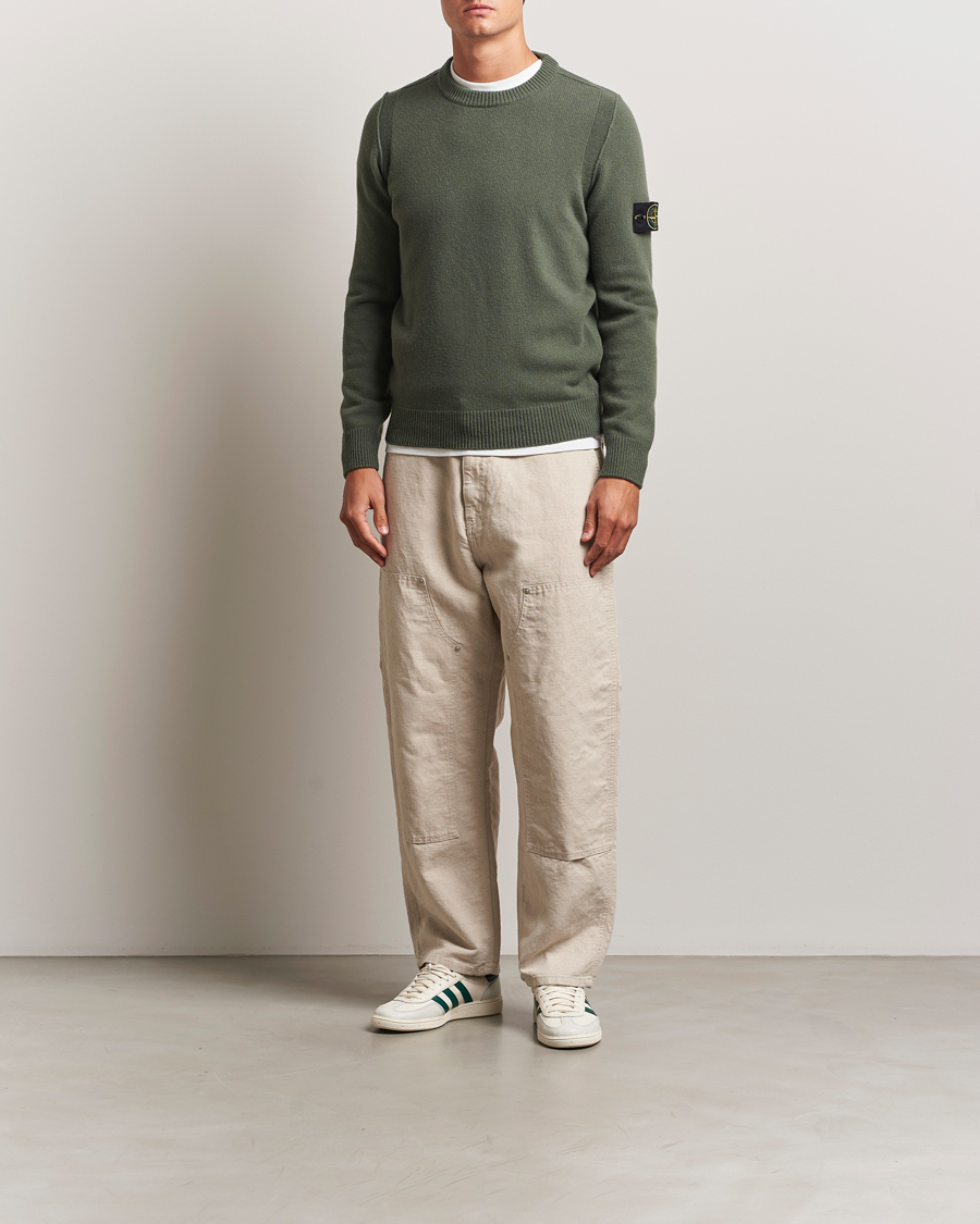 Heren | Truien | Stone Island | Knitted Lambswool Crew Neck Military Green