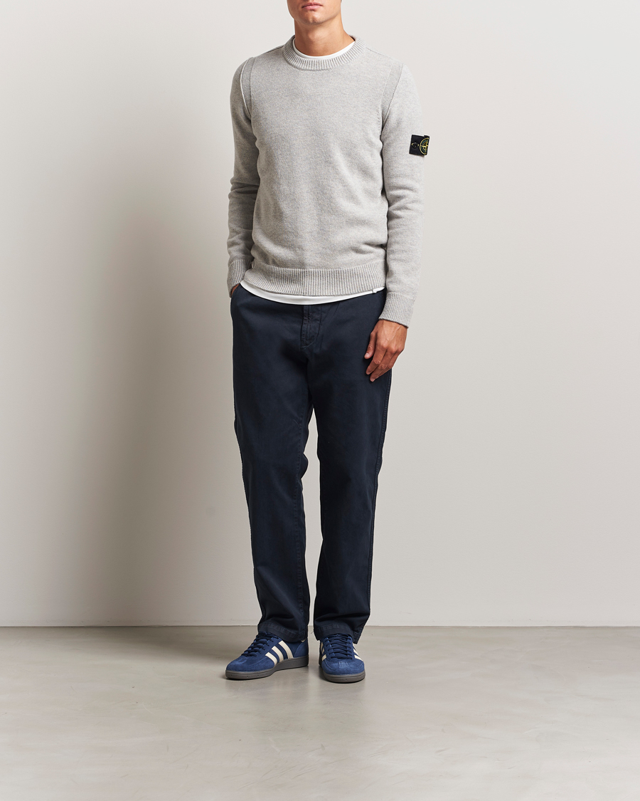 Heren | Truien | Stone Island | Knitted Lambswool Crew Neck Grey Melange