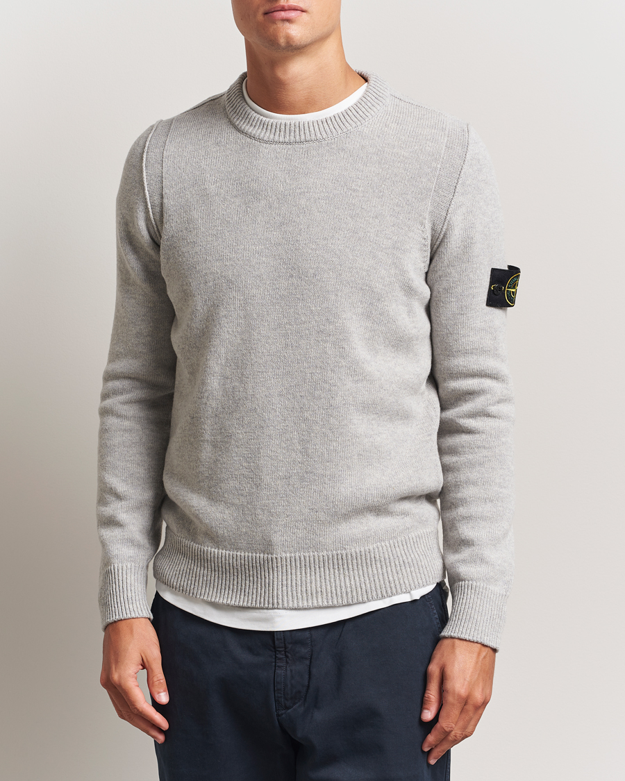 Heren | Truien | Stone Island | Knitted Lambswool Crew Neck Grey Melange