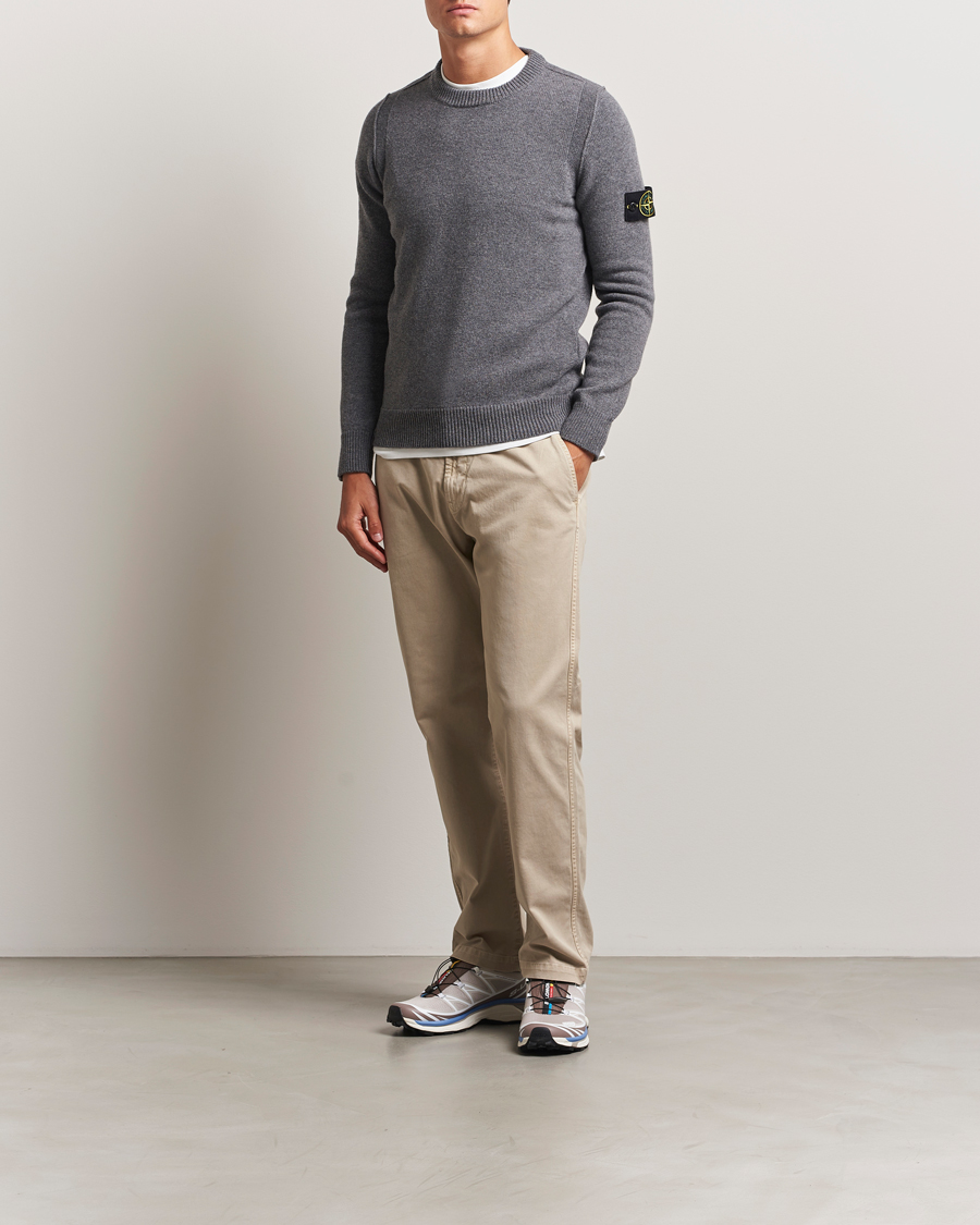 Heren | Truien | Stone Island | Knitted Lambswool Crew Neck Cement Melange