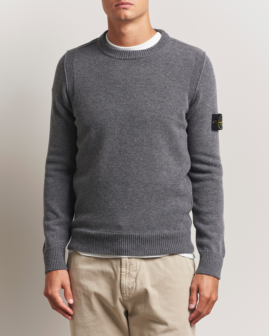 Heren | Truien | Stone Island | Knitted Lambswool Crew Neck Cement Melange