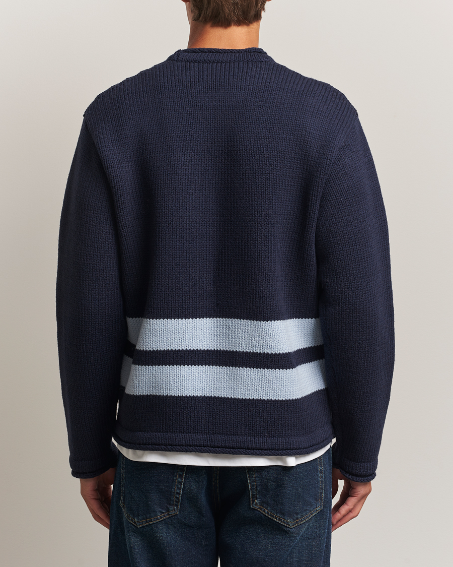 Heren | Truien | Stone Island | Marina Knitted Wool Contrast Crew Neck Navy