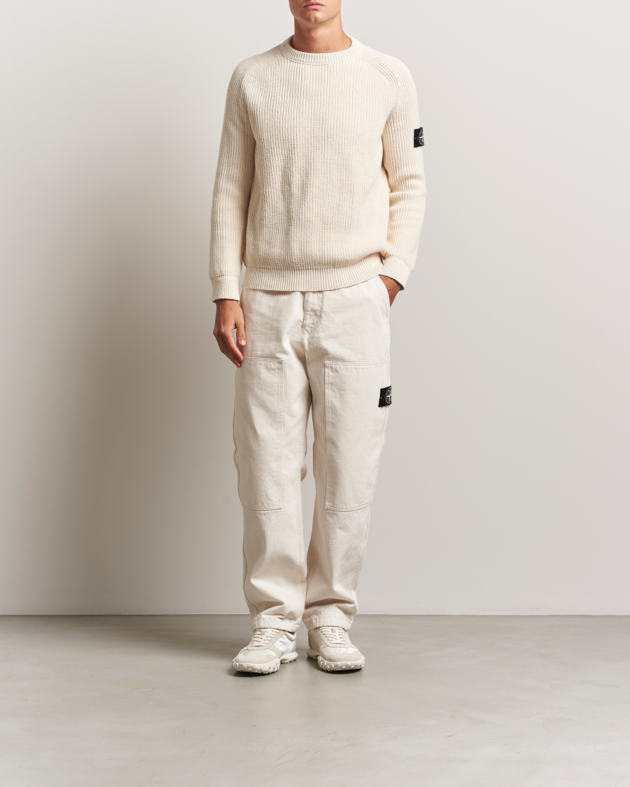 Heren | Truien | Stone Island | RAW Cotton Popcorn Stitch Crew Neck Ivory