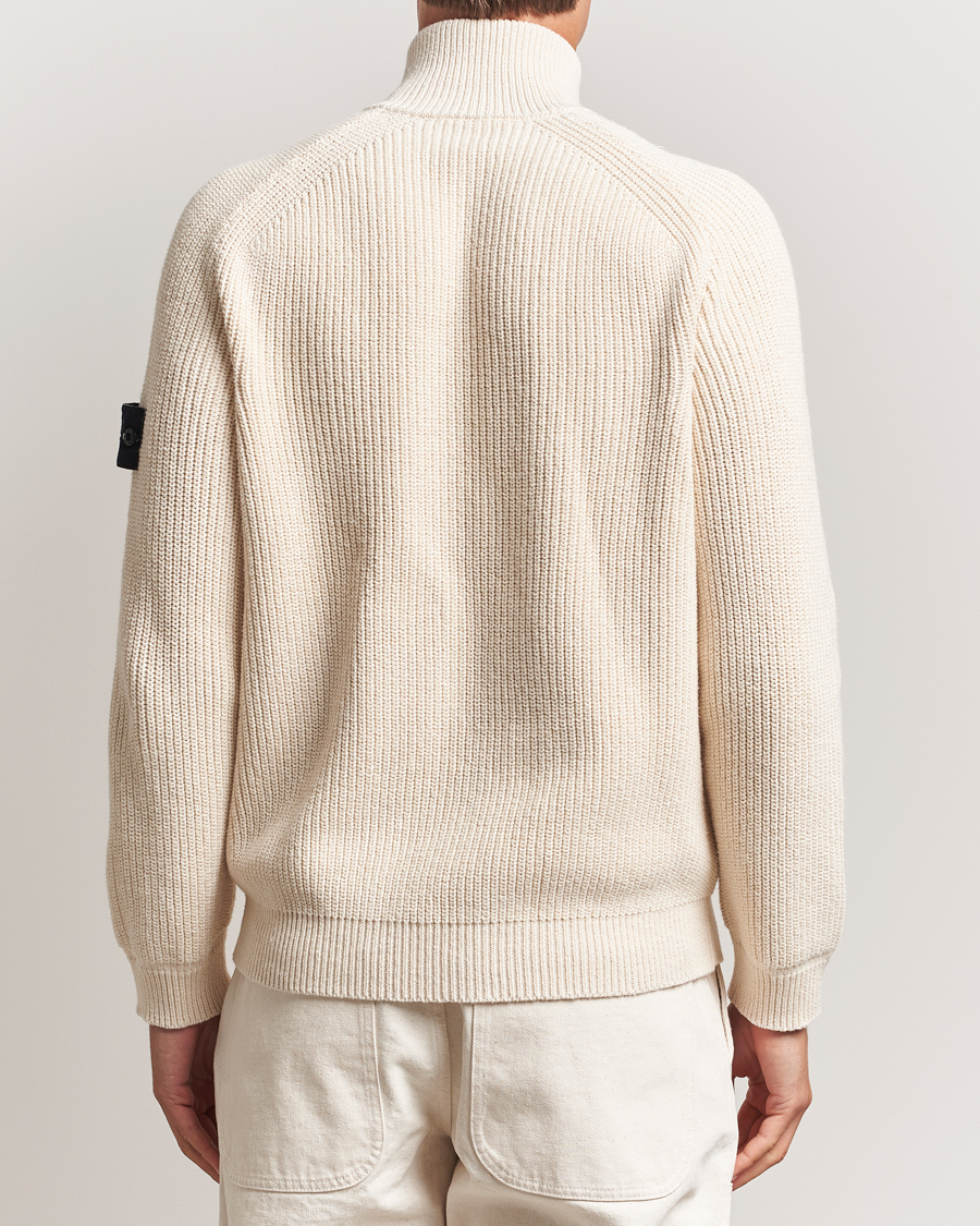 Heren | Truien | Stone Island | RAW Cotton Popcorn Stitch Full Zip Ivory