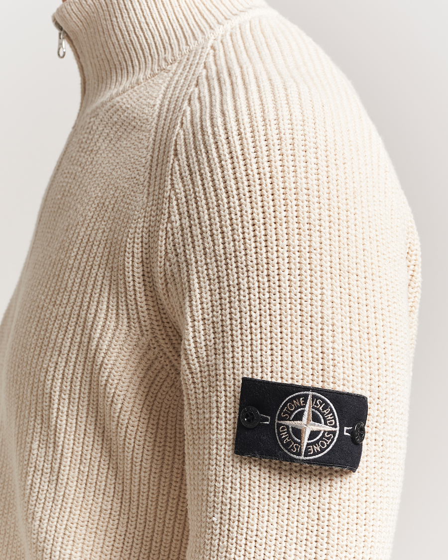 Heren | Truien | Stone Island | RAW Cotton Popcorn Stitch Full Zip Ivory