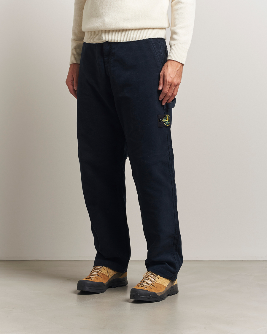 Heren | Broeken | Stone Island | Cotton Moleskin Trousers Navy