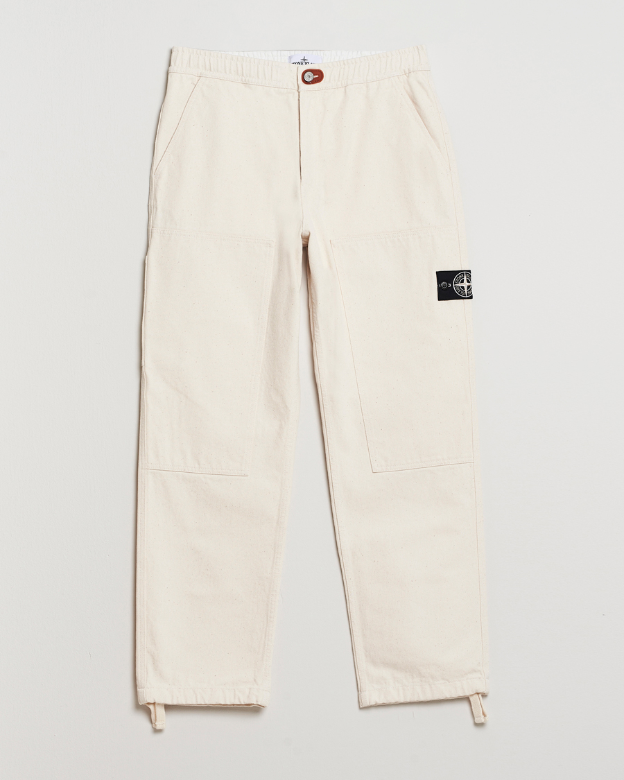 Heren | Broeken | Stone Island | RAW Washed Cotton Gabardine Trousers Ivory