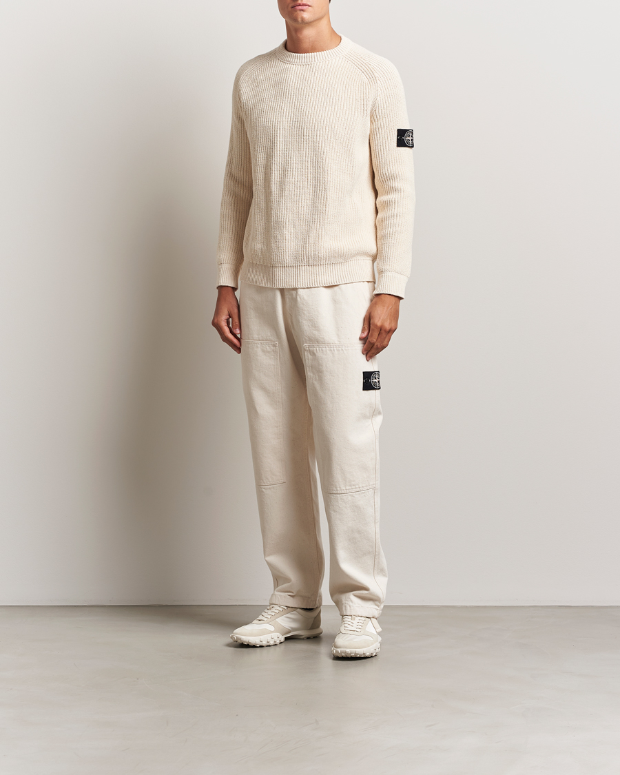 Heren | Broeken | Stone Island | RAW Washed Cotton Gabardine Trousers Ivory